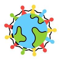 A flat colored icon of world population vector