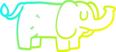 línea de gradiente frío dibujo elefante divertido de dibujos animados vector