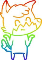 rainbow gradient line drawing cartoon friendly fox vector