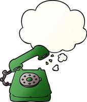 cartoon old telephone and thought bubble in smooth gradient style vector