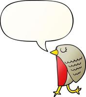 cartoon bird and speech bubble in smooth gradient style vector