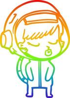 arco iris gradiente línea dibujo dibujos animados bonita astronauta niña vector
