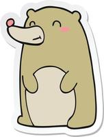 sticker of a cute cartoon bear vector