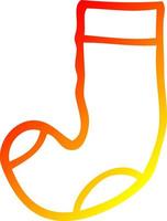 warm gradient line drawing cartoon old sock vector