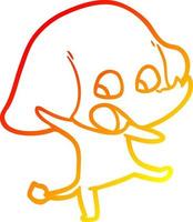 warm gradient line drawing cute cartoon elephant vector