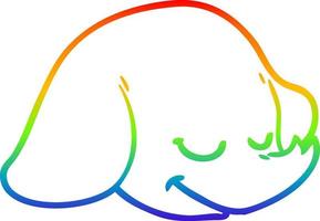 dibujo de línea de gradiente de arco iris cara de elefante de dibujos animados vector