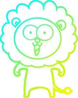 cold gradient line drawing happy cartoon lion vector