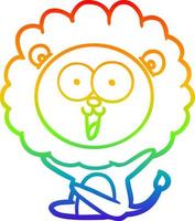rainbow gradient line drawing happy cartoon lion vector