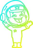 línea de gradiente frío dibujo dibujos animados riendo astronauta vector