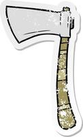 distressed sticker of a cartoon viking axe vector