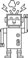line drawing cartoon robot vector