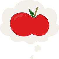 cartoon apple and thought bubble in retro style vector