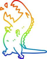 rainbow gradient line drawing cartoon roaring t rex vector