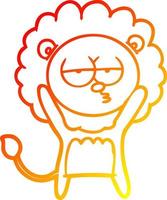 warm gradient line drawing cartoon bored lion vector