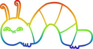 rainbow gradient line drawing cartoon happy caterpillar vector