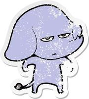 distressed sticker of a annoyed cartoon elephant vector