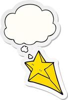 cartoon shooting star and thought bubble as a printed sticker vector