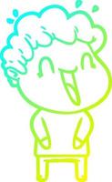 cold gradient line drawing cartoon happy man vector