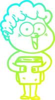 cold gradient line drawing cartoon happy man vector