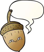 cartoon acorn and speech bubble in smooth gradient style vector