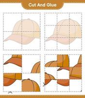 Cut and glue, cut parts of Cap Hat and glue them. Educational children game, printable worksheet, vector illustration