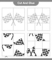 Cut and glue, cut parts of Racing Flags and glue them. Educational children game, printable worksheet, vector illustration