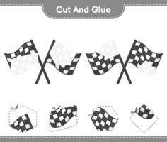 Cut and glue, cut parts of Racing Flags and glue them. Educational children game, printable worksheet, vector illustration