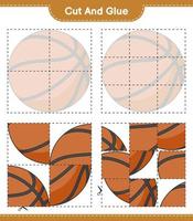 Cut and glue, cut parts of Basketball and glue them. Educational children game, printable worksheet, vector illustration