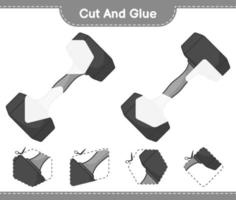 Cut and glue, cut parts of Dumbbell and glue them. Educational children game, printable worksheet, vector illustration