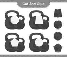 Cut and glue, cut parts of Dumbbell and glue them. Educational children game, printable worksheet, vector illustration