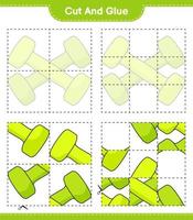 Cut and glue, cut parts of Dumbbell and glue them. Educational children game, printable worksheet, vector illustration