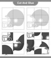 Cut and glue, cut parts of Football Helmet and glue them. Educational children game, printable worksheet, vector illustration