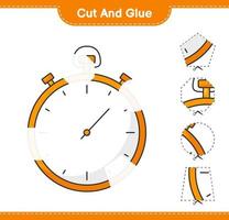 Cut and glue, cut parts of Stopwatch and glue them. Educational children game, printable worksheet, vector illustration