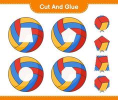 Cut and glue, cut parts of Volleyball and glue them. Educational children game, printable worksheet, vector illustration