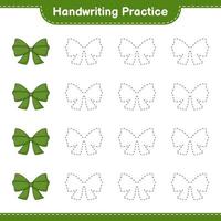 Handwriting practice. Tracing lines of Ribbon. Educational children game, printable worksheet, vector illustration