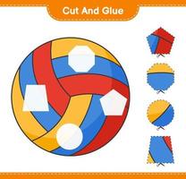 Cut and glue, cut parts of Volleyball and glue them. Educational children game, printable worksheet, vector illustration