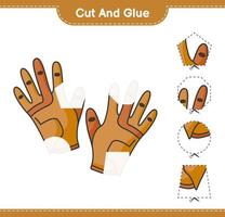 Cut and glue, cut parts of Golf Gloves and glue them. Educational children game, printable worksheet, vector illustration