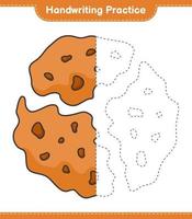 Handwriting practice. Tracing lines of Cookie. Educational children game, printable worksheet, vector illustration