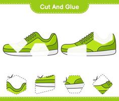 Cut and glue, cut parts of Sneaker and glue them. Educational children game, printable worksheet, vector illustration