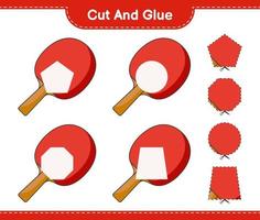 Cut and glue, cut parts of Ping Pong Racket and glue them. Educational children game, printable worksheet, vector illustration