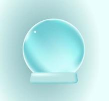 Realistic 3d render snow globe.  Vector blue modern background