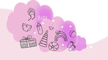 baby girl banner doodle style vector