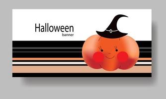 Halloween banner, cute 3d pumpkin, vector design