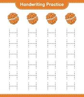 Handwriting practice. Tracing lines of Cookie. Educational children game, printable worksheet, vector illustration