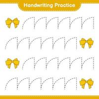 Handwriting practice. Tracing lines of Ribbon. Educational children game, printable worksheet, vector illustration