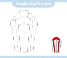 Handwriting practice. Tracing lines of Gift Box. Educational children game, printable worksheet, vector illustration