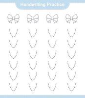 Handwriting practice. Tracing lines of Ribbon. Educational children game, printable worksheet, vector illustration