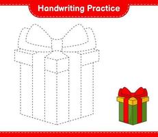 Handwriting practice. Tracing lines of Gift Box. Educational children game, printable worksheet, vector illustration