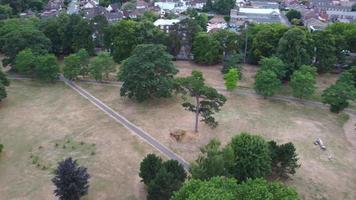 High angle and Aerial Footage of Local Free Access Public Park at Luton England UK video