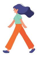 positive woman walking vector